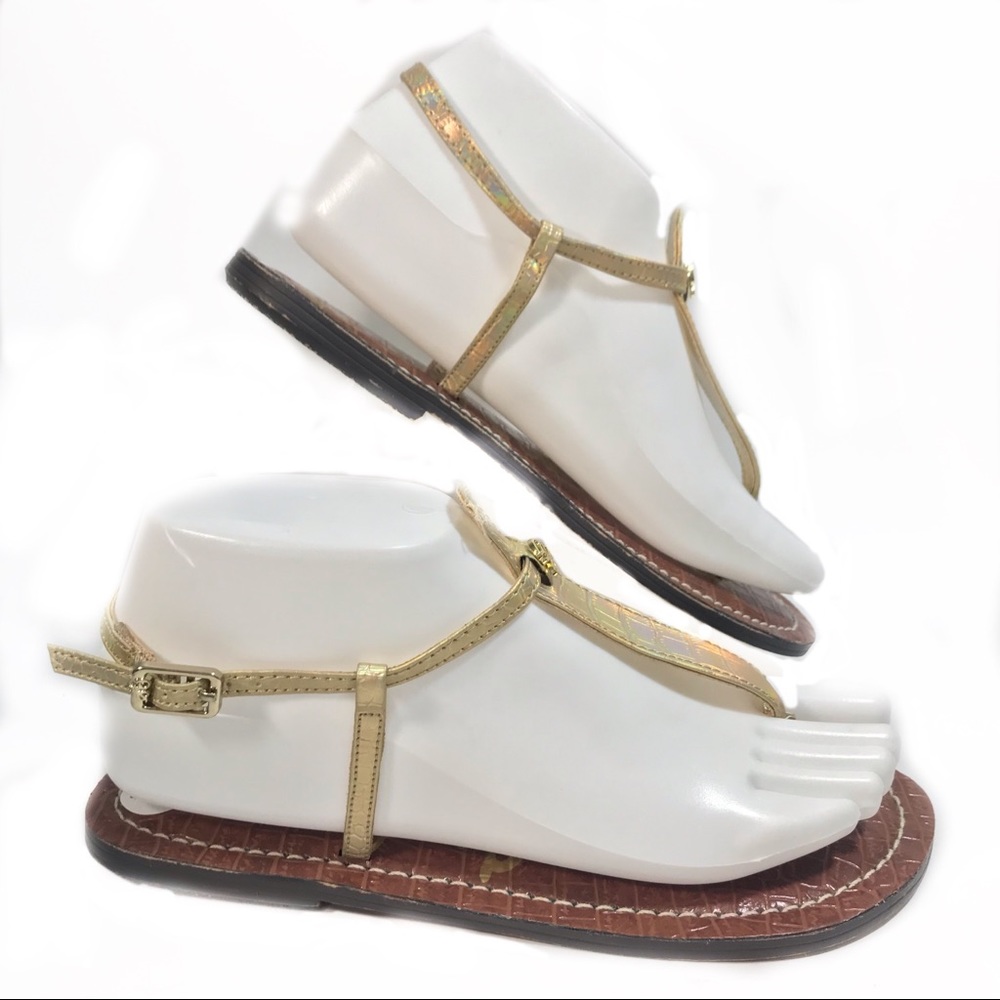 NEW Sam Edelman Gigi Gold Thong Sandals, 5 - Picture 6 of 8